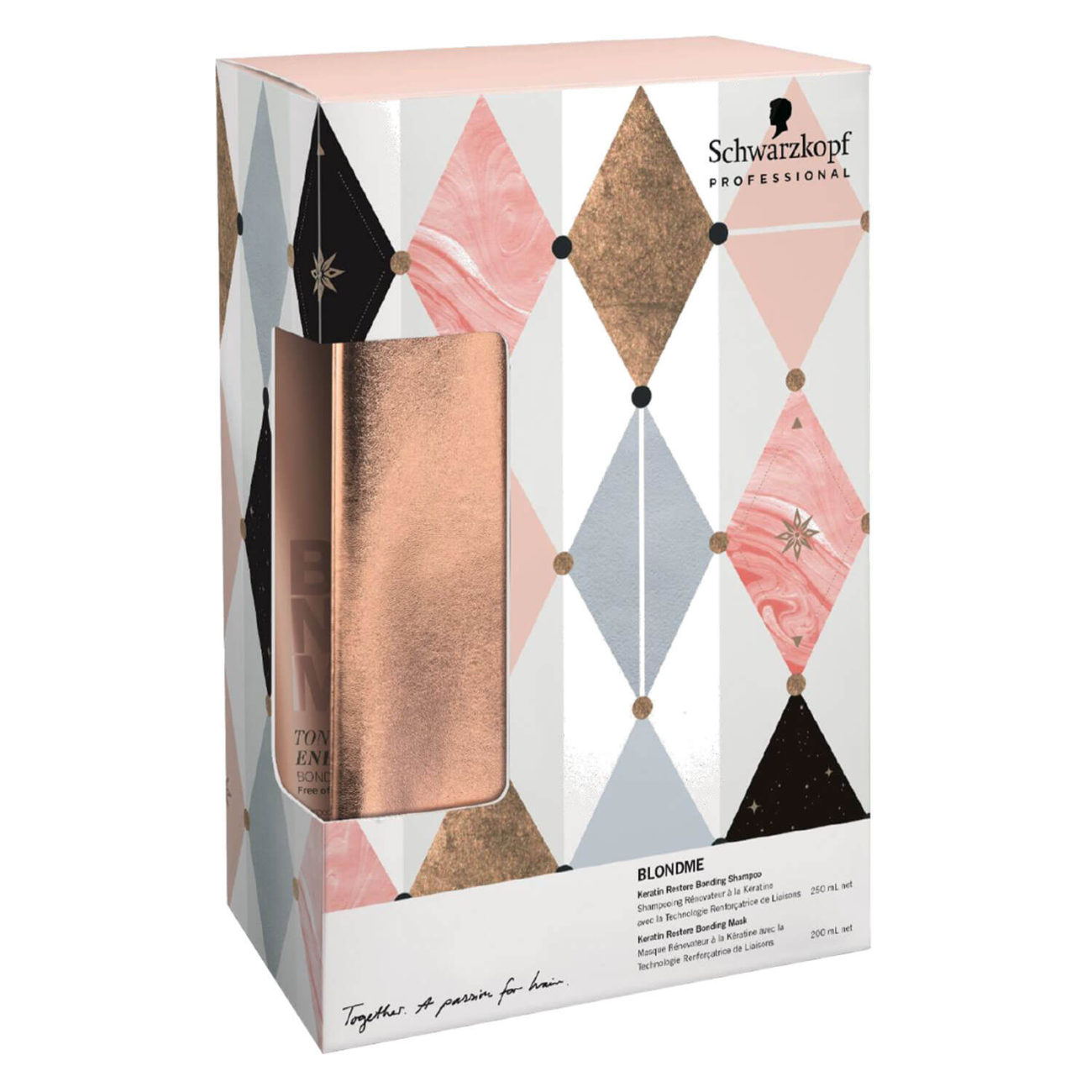 Schwarzkopf Professional BlondMe Gift Set including Keratine Restore Bonding Shampoo and Keratine Restore Bonding Conditioner + Free Bag